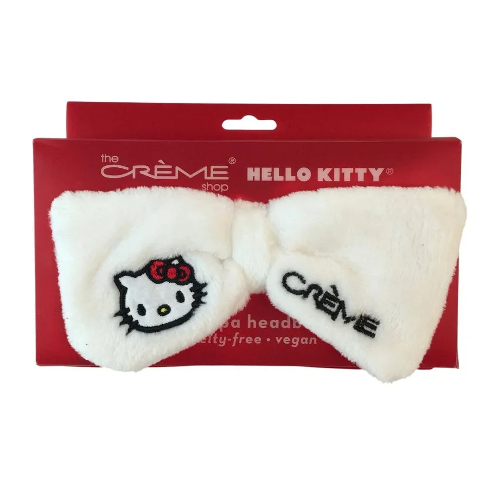 The Creme Shop Hello Kitty Plush Spa Headband White Red‎ Polka Dot NEW